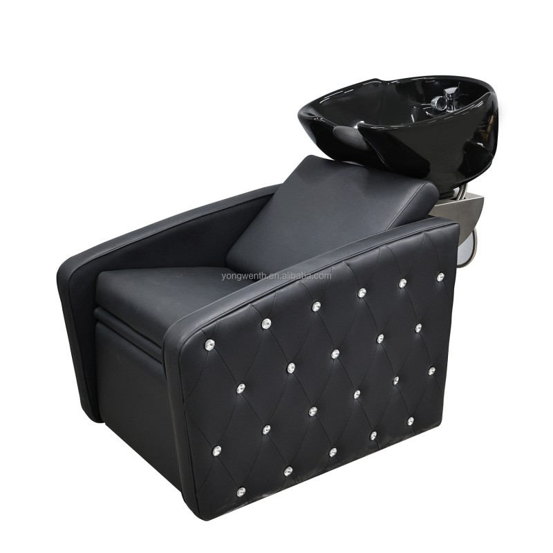 Luxury Barber Shop Hair Washing Bed Adjustable Seat Beauty Salon's White Black Ceramic Backwash Unit Sink Station Shampoo Sink