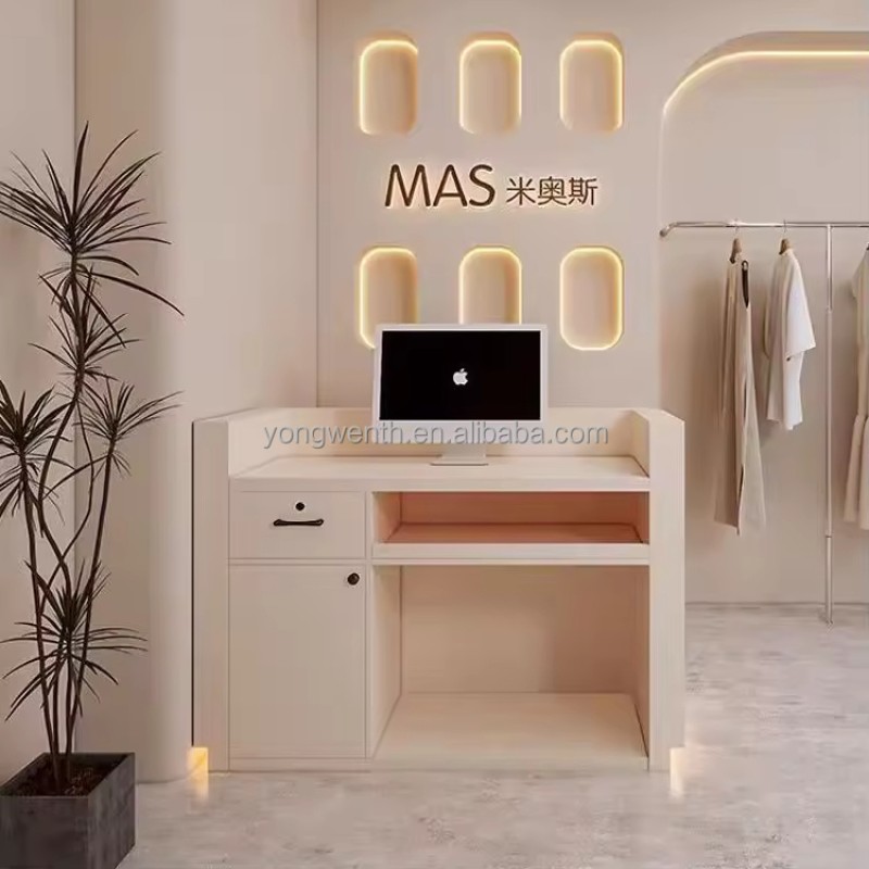 Cream Style Modern Simple Small Women's Clothing Store Barber Shop Beauty Salon Checkout Page Counter Shop bar Customization