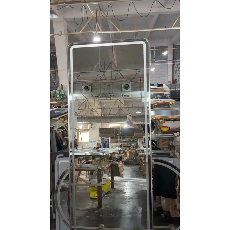 Custom High Quality Wall-mounted Simple Hair Salon Special Led Smart Touch Floor Mirror