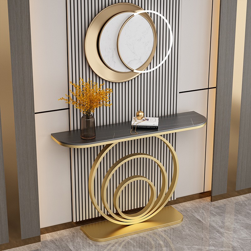 Gold Entryway Table, Modern Console Table Narrow Long, Contemporary Accent Table for Living Room