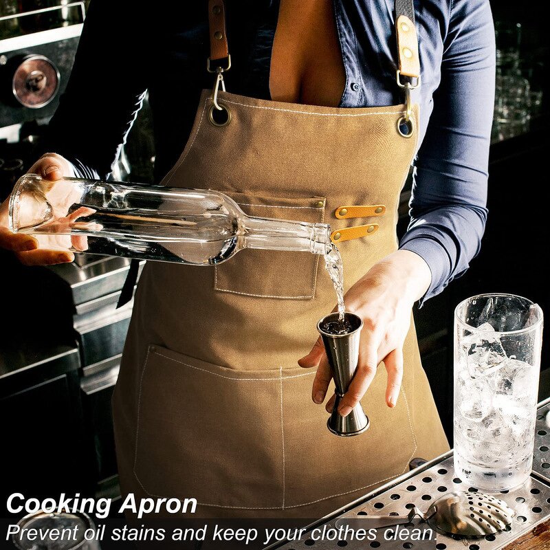 Kitchen Apron Supplier - Custom Logo Stain-Resistant Cotton Canvas Fabric Salon Use