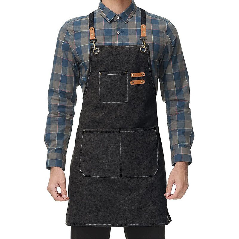 Kitchen Apron Supplier - Custom Logo Stain-Resistant Cotton Canvas Fabric Salon Use