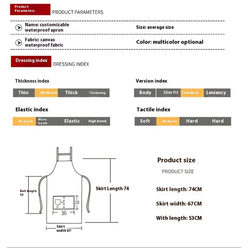 Waterproof Kitchen Bibs Manufacturer - Custom Logo Adjustable Strap Plain Color Cotton Canvas