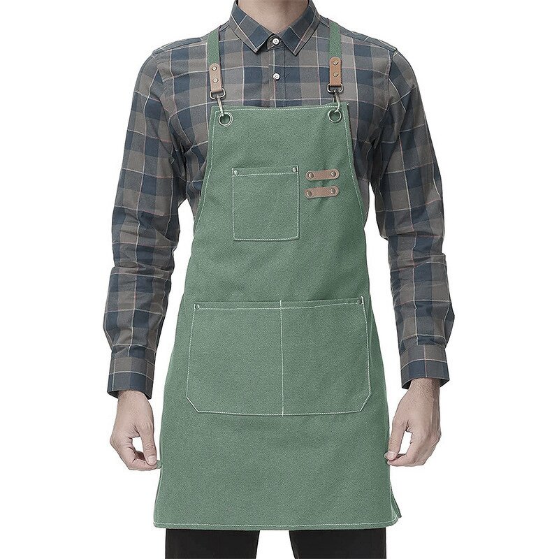 Kitchen Apron Supplier - Custom Logo Stain-Resistant Cotton Canvas Fabric Salon Use