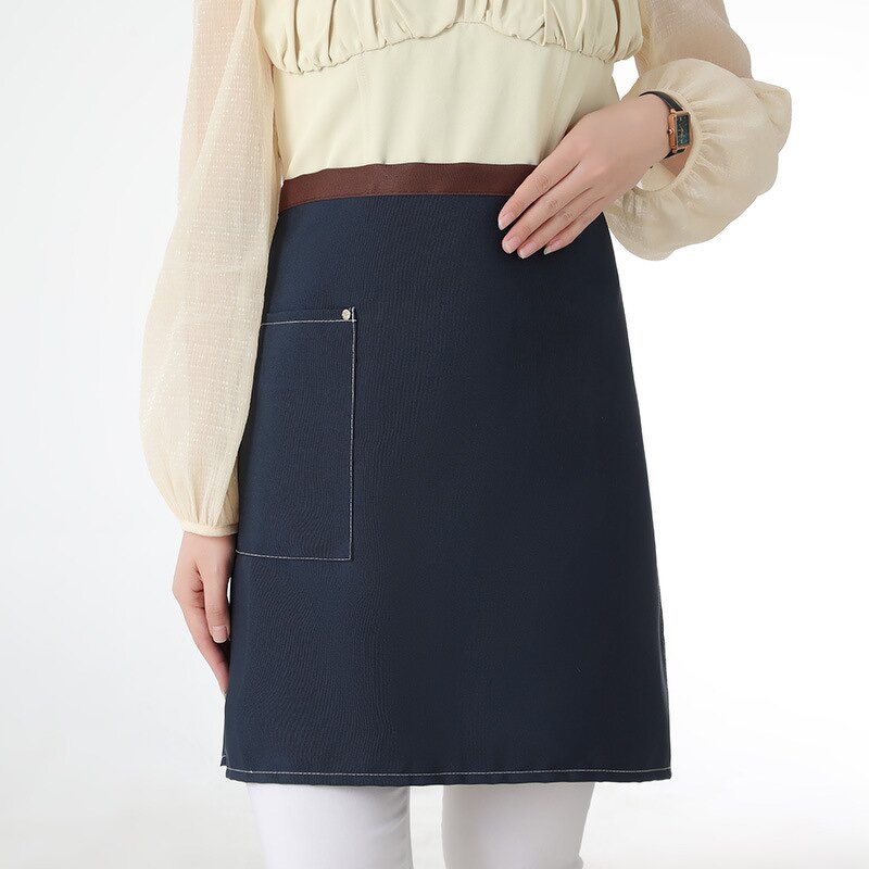 Half Waist Aprons Manufacturer - Customized Logo Cotton Canvas Cooking Server Waiter Waitress with Pocket