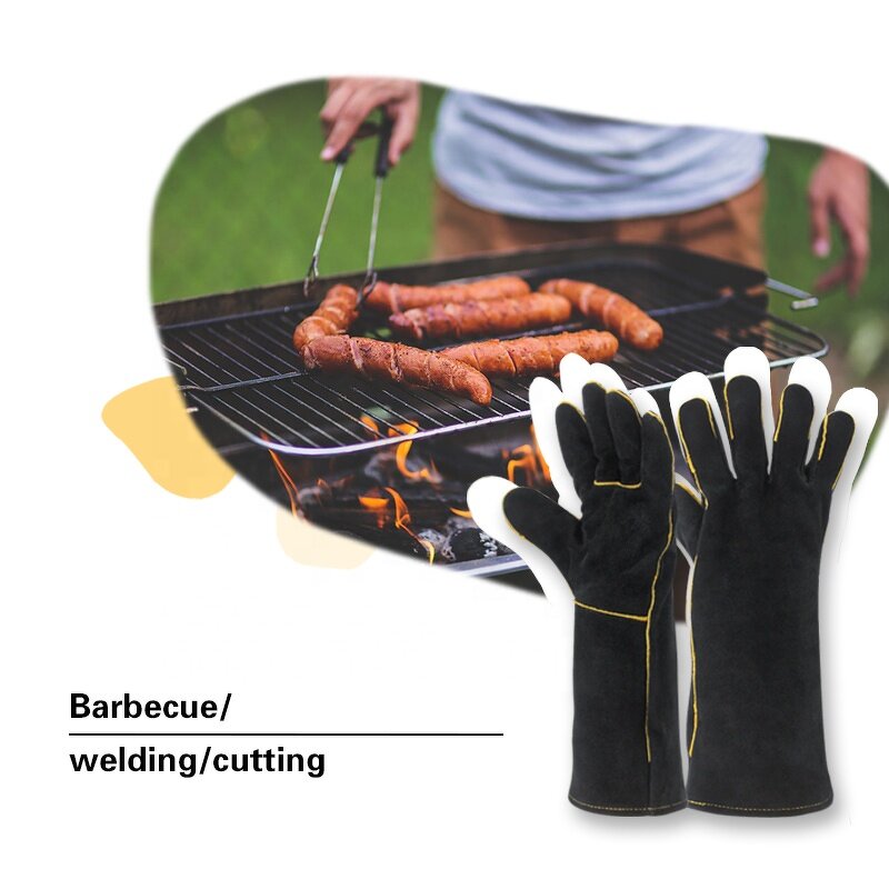 Red Welding Gloves Manufacturer - Winter Cow Split Leather Safety Working Glove BBQ Cheap Price