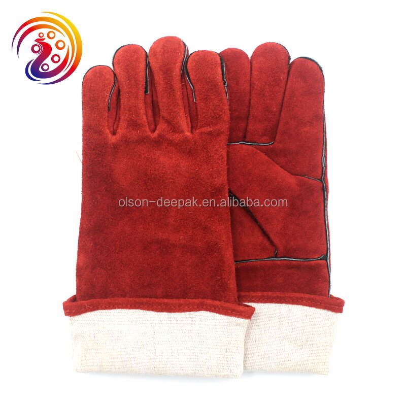 Black Welding Gloves Factory - Wholesale Winter Cow Split Leather Safety Oven Working BBQ Cheap Price