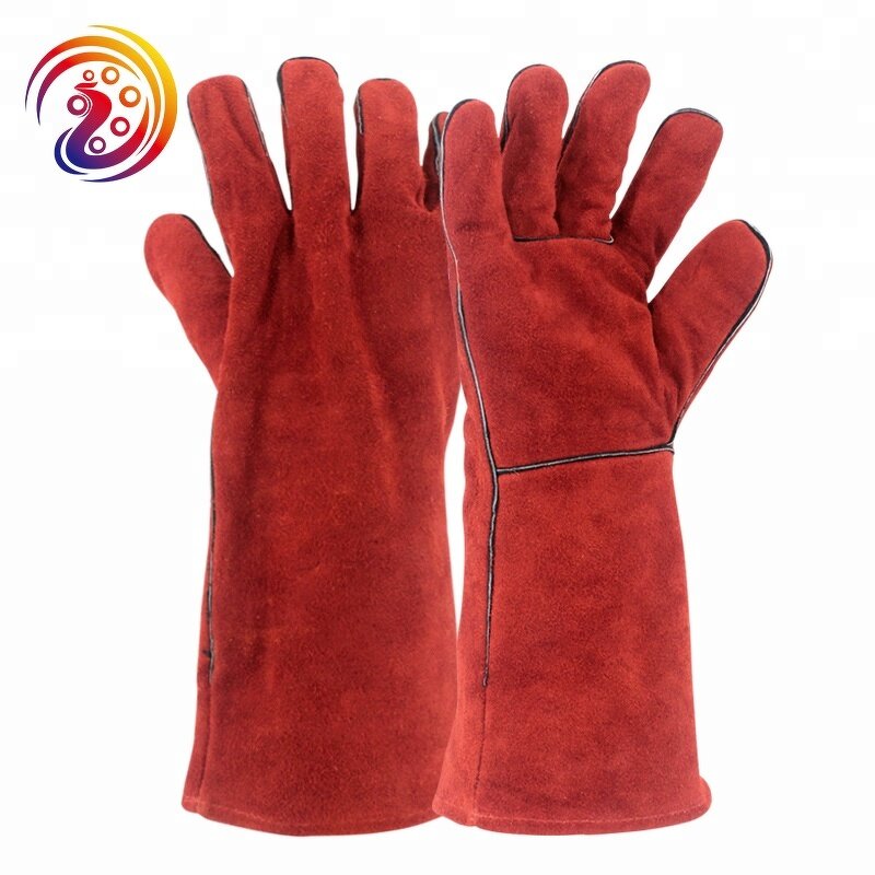 Black Oven Gloves Manufacturer - Heat Resistant Cow Split Leather Kitchen for Grill BBQ Cooking HY100