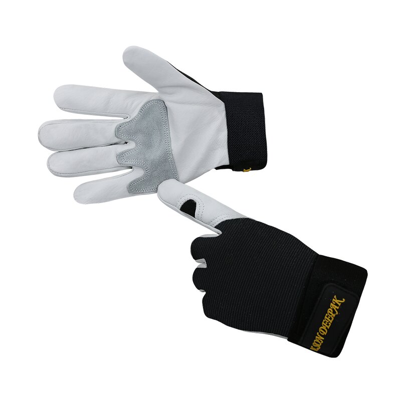 Black Work Mechanic Gloves Supplier - Cowhide Leather Drivers Motorcycle General Industrial Hardy