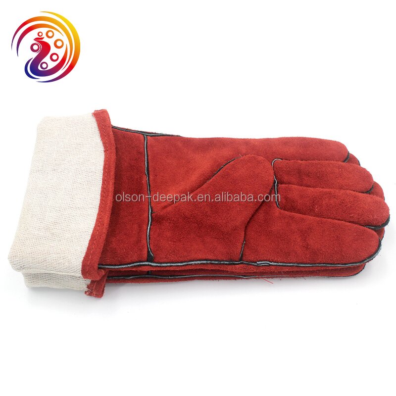 Black Welding Gloves Factory - Wholesale Winter Cow Split Leather Safety Oven Working BBQ Cheap Price