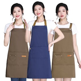 Waterproof Kitchen Bibs Supplier - Custom Logo Adjustable Strap Plain Color Cotton Canvas