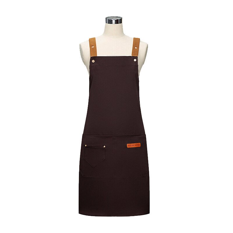 Nordic Bib Apron Supplier - Stylish Cotton Waterproof Canvas Leather Waistband Chef Kitchen Bakery