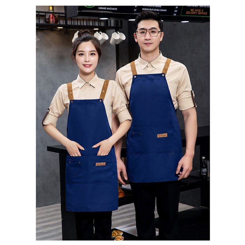 Waterproof Kitchen Bibs Manufacturer - Custom Logo Adjustable Strap Plain Color Cotton Canvas