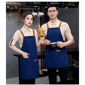 Waterproof Kitchen Bibs Manufacturer - Custom Logo Adjustable Strap Plain Color Cotton Canvas