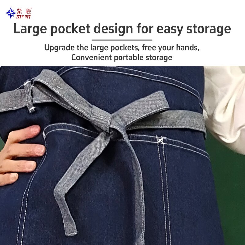 Cotton Work Apron Supplier - Zixi Solid Multi-Pocket Unisex