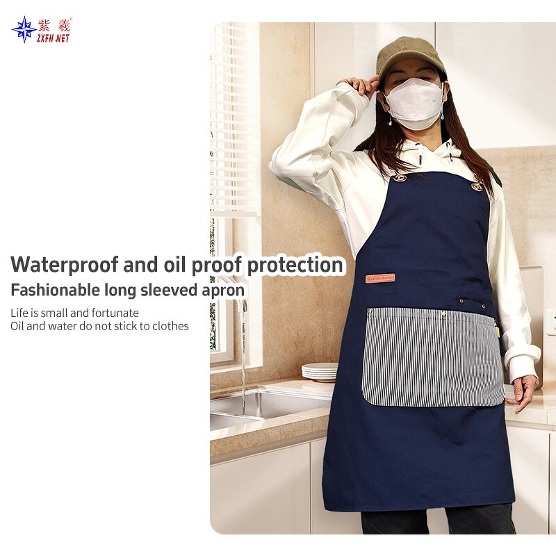 Cotton Work Apron Supplier - Zixi Solid Multi-Pocket Unisex