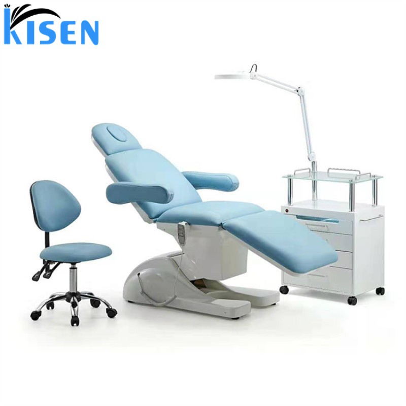 Kisen Beauty Spa Salon Furniture Equipment Beauty Trolley White with Wood Cabinet Cart with Lamp for Beauty Salon