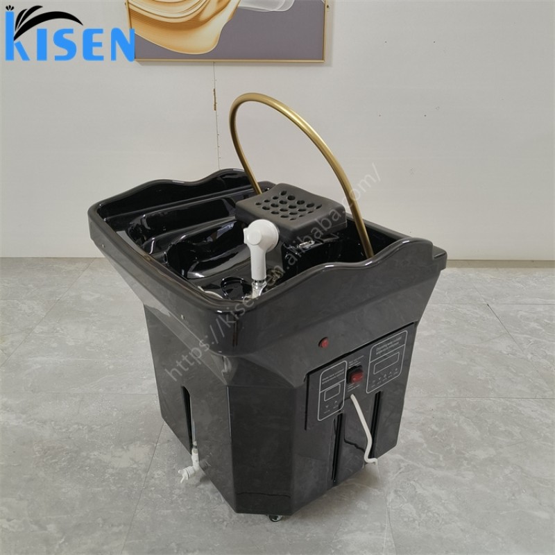 Kisen Hot Sale White Salon Washing Sink with Water tank and Water Heater No Plumbing for Beauty Bed Use