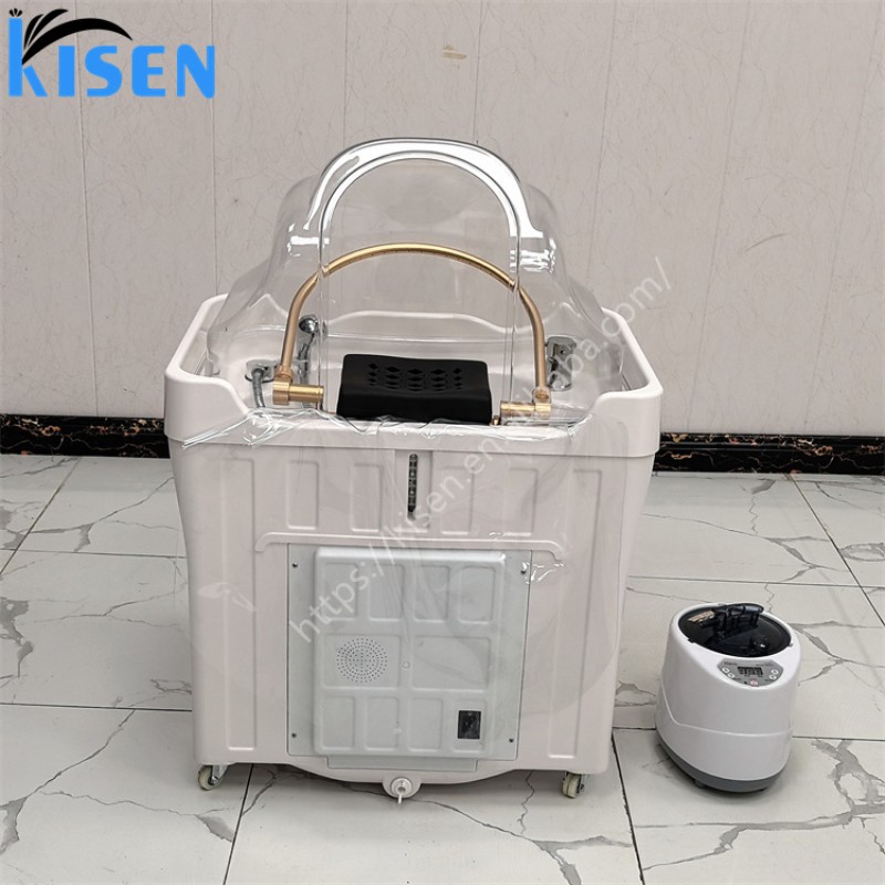 KISEN Professional Factory Salon Chair Portable Shampoo Basin Head Spa Equipments Water Circulation Pipeless Shampoo Bowl