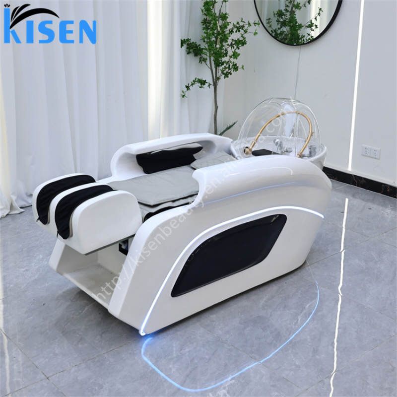 KISEN Multifunctional Salon Equipment Electric Hair Washing Chair Head Spa Water Therapy Full Body Massage Lay Down Shampoo Bed