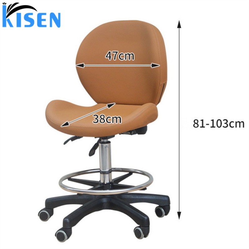 Kisen Foshan Factory  White Black Brown pink Technician Chair Bling Vetusta Pedicure Spa  Stools with Footrest for Sale