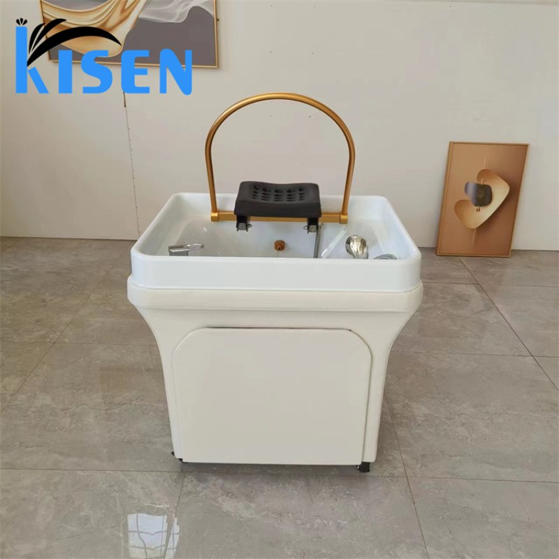 Kisen Factory Wholesale Hair Wash Salon Portable Washing Mobile Shampoo Bowl Sink Basin and Chair With Fumigation and Therapy