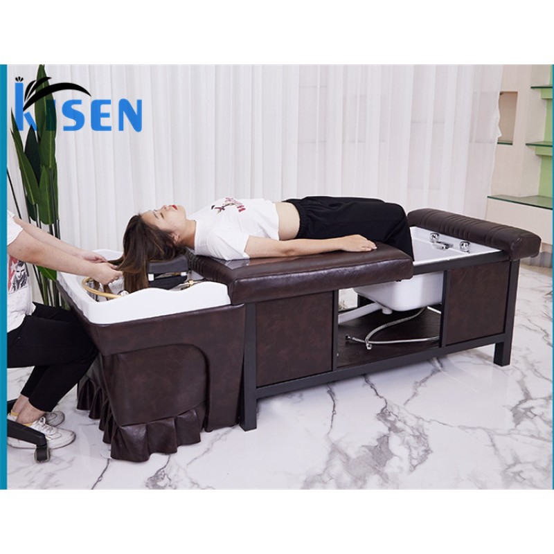 Kisen Modern Shampoo Bed Hair Salon Washing Chair Shampoo Bed with Water Circulation and Steamer Salon Shampoo Bowl and Ch