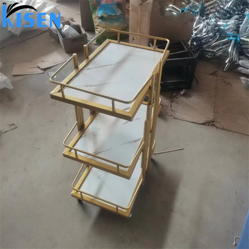 Kisen Popular Barber Shop Modern Rolling Salon Cart Lockable Hair Salon Trolley Facial Spa Beauty Trolleys