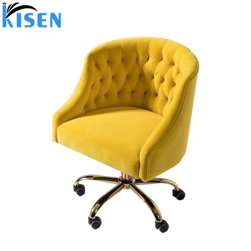 Kisen pink Hair Salon Beauty Spa Furniture Fashion Cosmetic Nail Chair Customer Chair with Headrest Makeup Stool for Lady