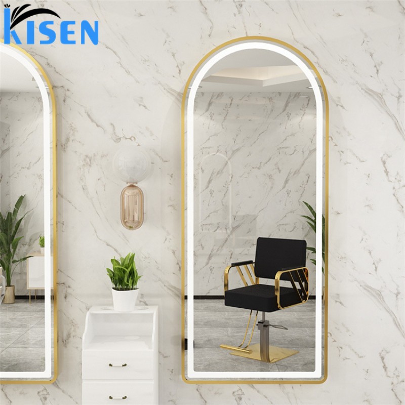 Kisen Modern Fashion Mirror Touch Dimmer Switch Gold Silver Black Barbershop Mirror Salon Station Light Mirror Design with Touch