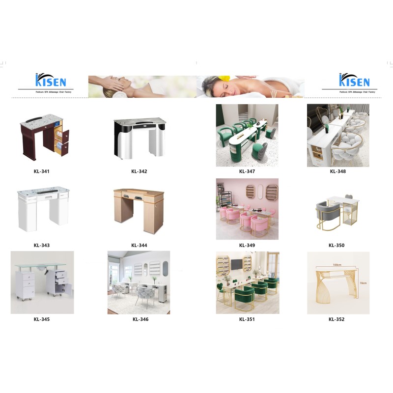 Kisen Light Luxury Marble Top Modern Design Economic Iron Salon Furniture Manicure Nail Table