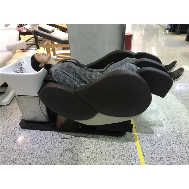 Kisen Good Quality Hair Salon Shampoo Chair Electronic Sl Back Track airbag Kneading Shampoo Chair with Massage