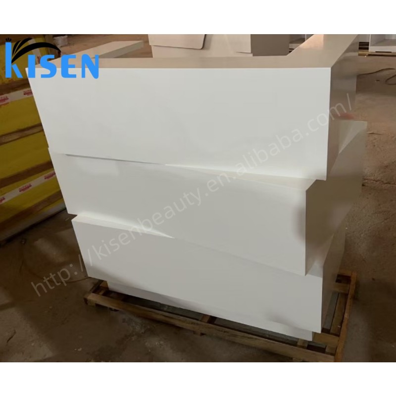 Kisen Office Furniture Small Dental White Black Front Table Casher Reception Desk with Led Light 110V 220V for Beauty Salon Use