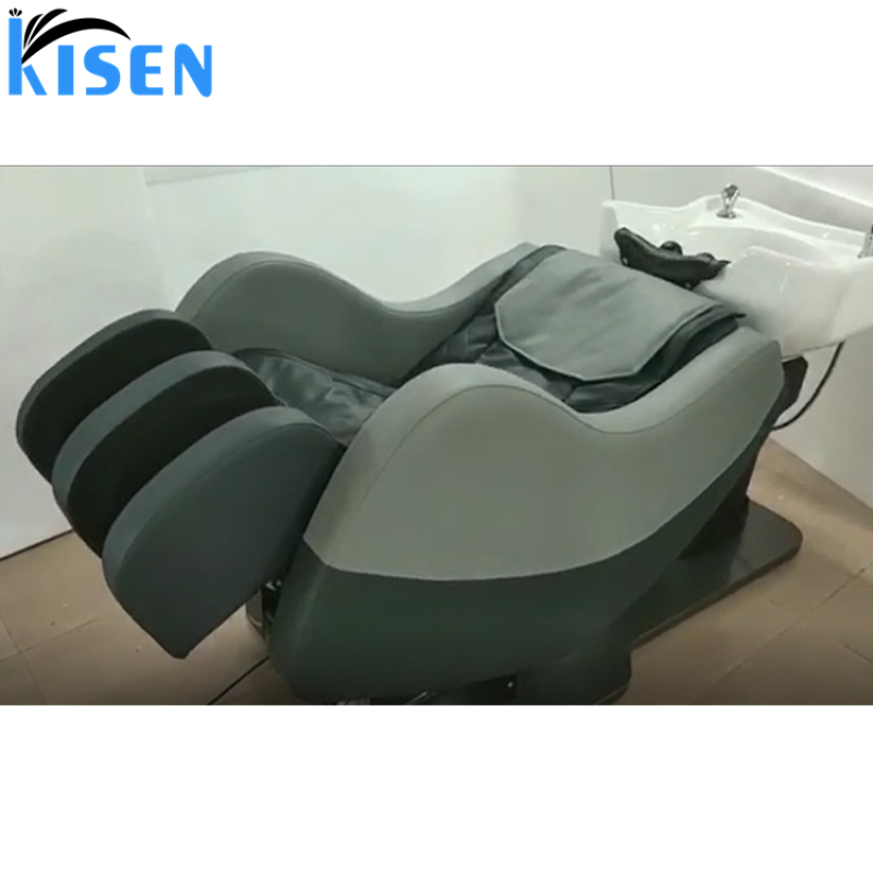 Kisen Modern Luxury Beauty Hair Salon Furniture Backwash Bed Electric Full Body Massage Shampoo Chair with Bowl
