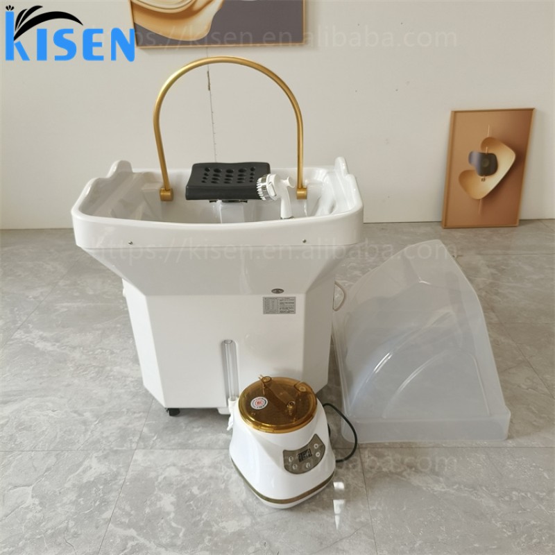 Kisen Wholesale Salon Equipment Shampoo Bowl Backwash Unit Shampoo Chair Hair Salon Furniture for Sale for Barber Shop