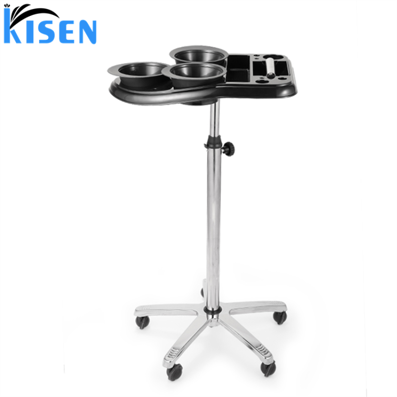 Kisen Rolling Aluminum Medical Salon Station Instrument Tray Spa Barber Hairdressing Hair Color Cart Beauty Hair Salon Trolley