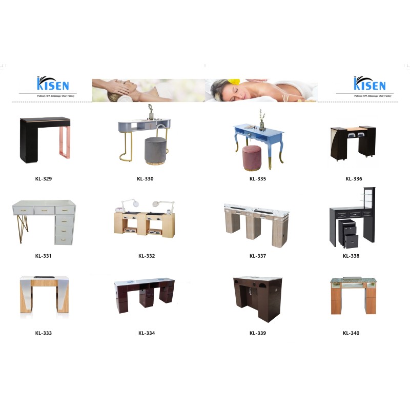 Kisen Light Luxury Marble Top Modern Design Economic Iron Salon Furniture Manicure Nail Table