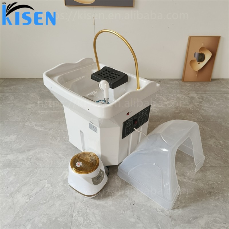 Kisen Wholesale Salon Equipment Shampoo Bowl Backwash Unit Shampoo Chair Hair Salon Furniture for Sale for Barber Shop