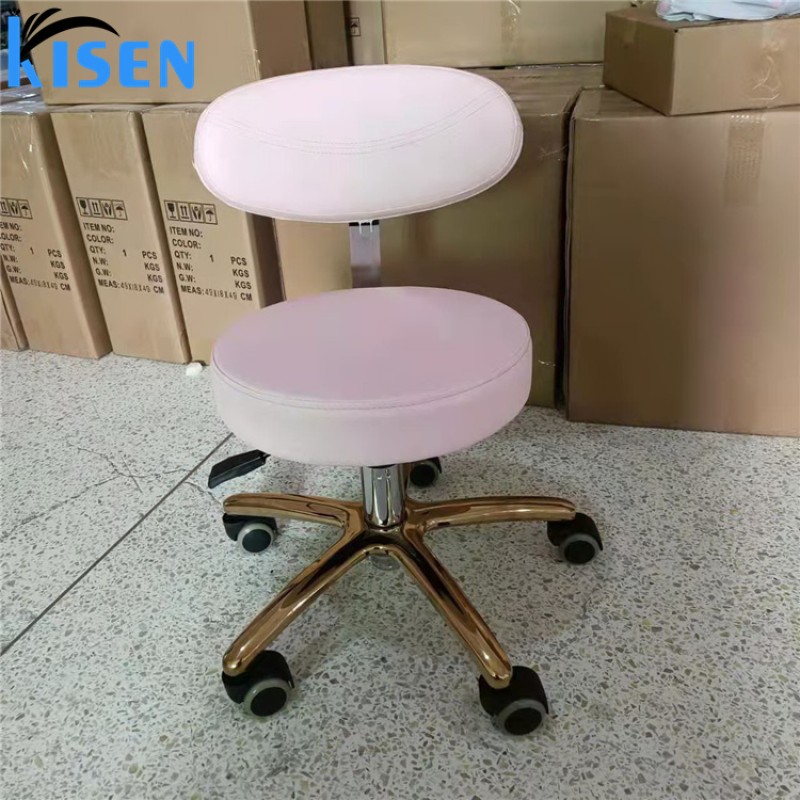 Kisen Hot Selling Manicure Spa Desk Metal Stool Chair Bar Nail Tables Salon Pink White Custom Color and Logo for Beauty Salon