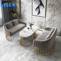 Kisen 2024 Hot Selling Modern PU Leather 1 2 3 Seater Sofa Set Furniture in Living Room Sofa Reception Waiting Sofa for Customer