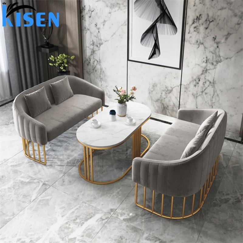 Kisen 2024 Hot Selling Modern PU Leather 1 2 3 Seater Sofa Set Furniture in Living Room Sofa Reception Waiting Sofa for Customer