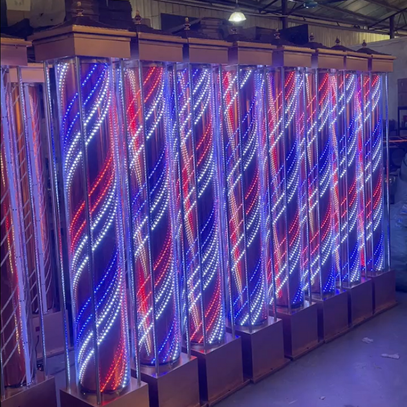 Kisen Hot Selling Hair Salon Turn Light Waterproof Rotating LED Light Big Size 190cm 210cm Barber Pole Waterproof Outdoor