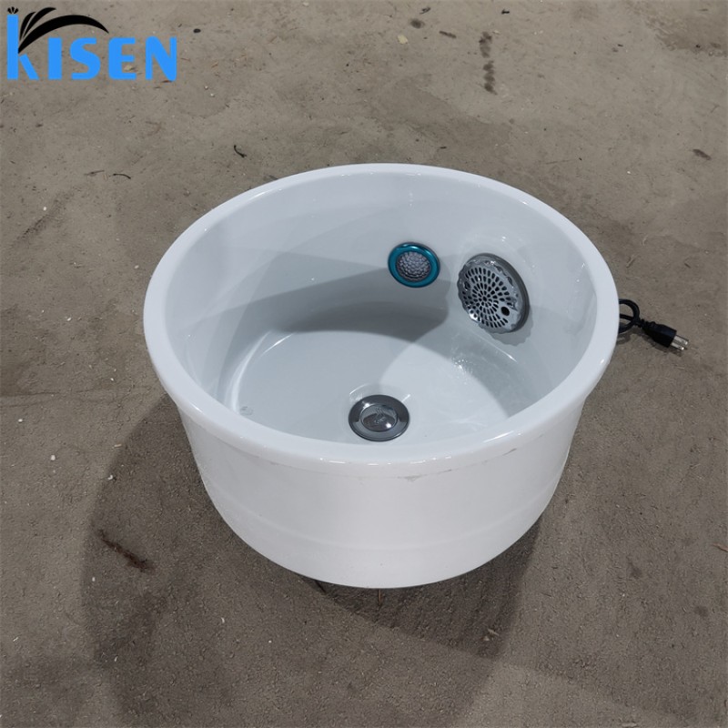 Trendy Portable Ceramic Glass Acrylic White Pedicure Sink Bowl with Black Foot Rest for Beauty Spa Salon Use
