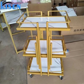 Kisen Popular Barber Shop Modern Rolling Salon Cart Lockable Hair Salon Trolley Facial Spa Beauty Trolleys