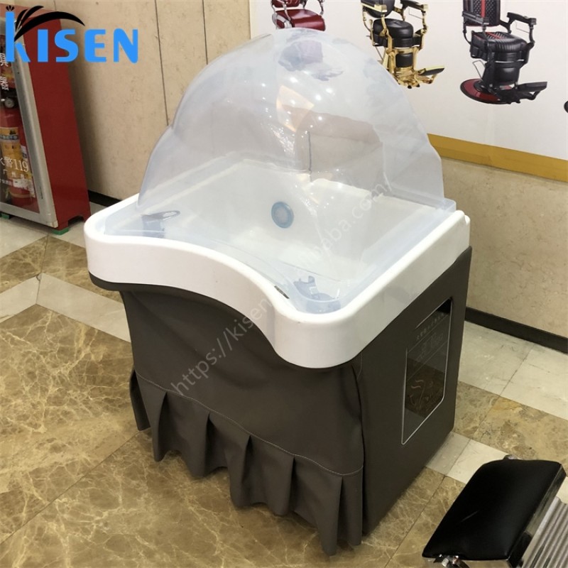 Kisen Professional Spa Furniture Mobile Hair Wash Shampoo Basin Head Water Spa Equipment Head Therapy Sink