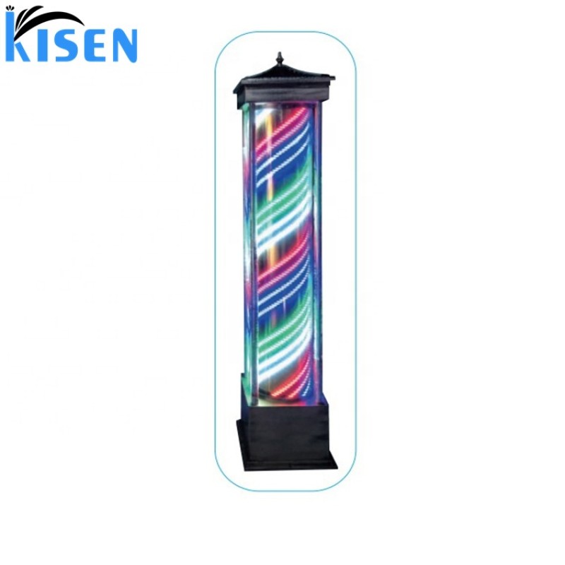 Kisen Salon Furniture Barber Shop Poles Black Barber Shop Sign Pole Light Hair Salon Equipment for Sale
