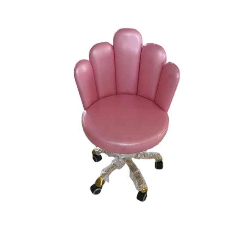 Kisen White pink Brown Portable Pedicure Technician Small Chair Master Stool for Beauty and Hair Salon Use