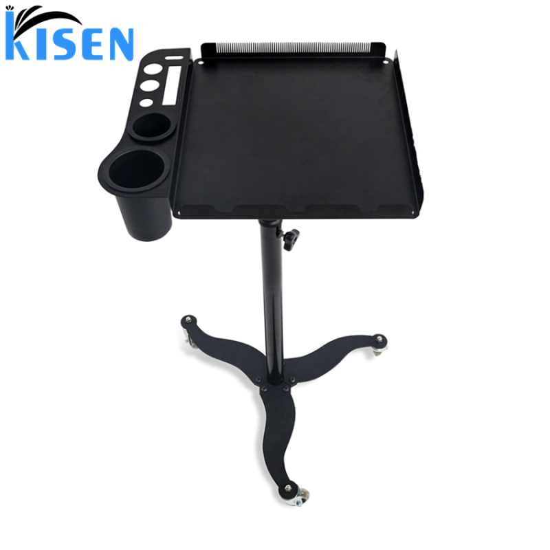Kisen Cheap Price Hairdressing Smart Organizing Tray Movable Folding Stainless Steel Beautyshop Hair Extension Tray Trolley