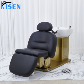 Kisen Modern Hair Salon Shampoo Bowl Massage Shampoo Chair Salon Furniture Backwash Units Hair Washing Chair with Basin