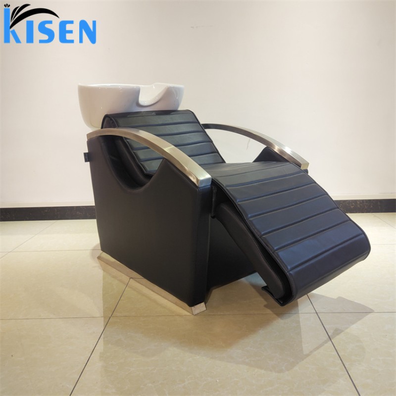 Kisen Fashionable Hair Salon Barbershop Furniture Adjustable Shampoo Styling Chair and Massage Electric Bed with Recliner Leg